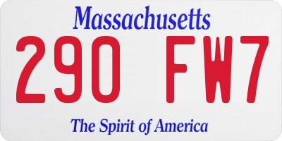 MA license plate 290FW7