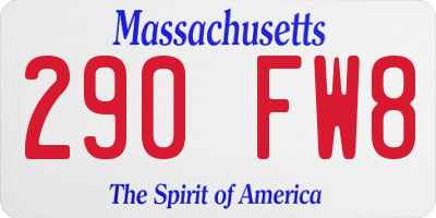 MA license plate 290FW8