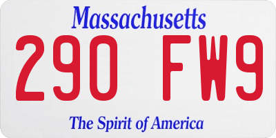 MA license plate 290FW9