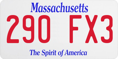 MA license plate 290FX3