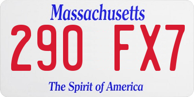 MA license plate 290FX7
