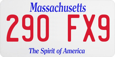 MA license plate 290FX9