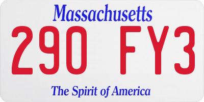 MA license plate 290FY3