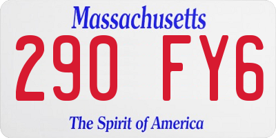 MA license plate 290FY6