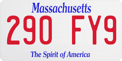 MA license plate 290FY9