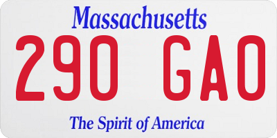 MA license plate 290GA0