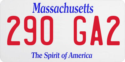 MA license plate 290GA2