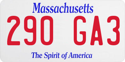 MA license plate 290GA3