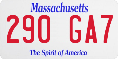 MA license plate 290GA7
