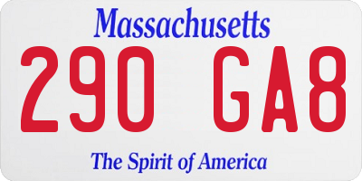 MA license plate 290GA8