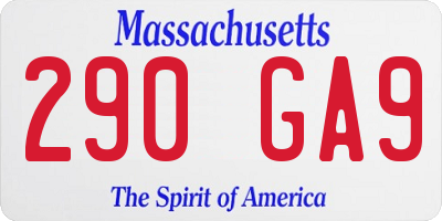 MA license plate 290GA9