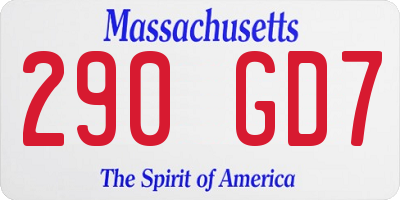 MA license plate 290GD7