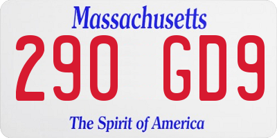 MA license plate 290GD9