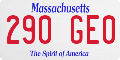 MA license plate 290GE0