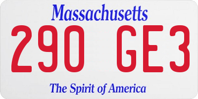 MA license plate 290GE3