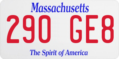 MA license plate 290GE8
