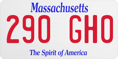 MA license plate 290GH0