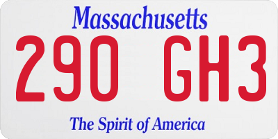 MA license plate 290GH3