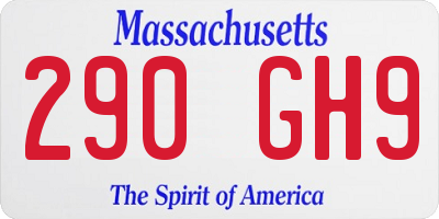 MA license plate 290GH9