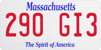 MA license plate 290GI3