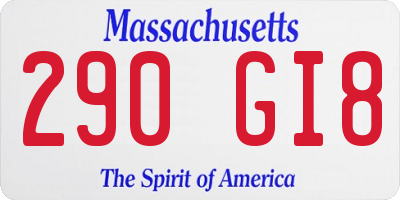 MA license plate 290GI8