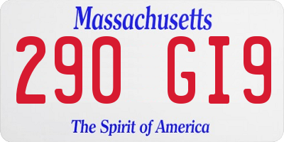 MA license plate 290GI9