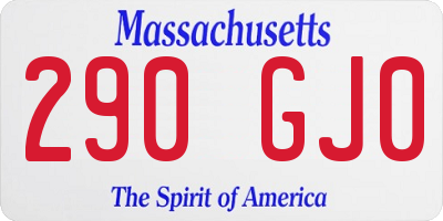 MA license plate 290GJ0