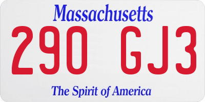 MA license plate 290GJ3