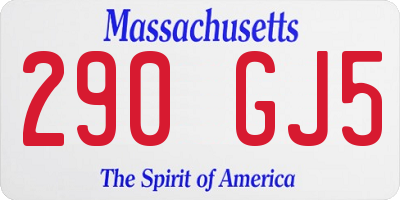 MA license plate 290GJ5