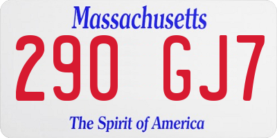 MA license plate 290GJ7