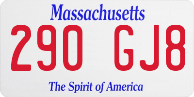 MA license plate 290GJ8