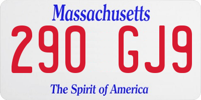 MA license plate 290GJ9