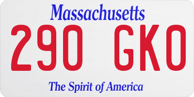 MA license plate 290GK0