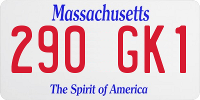 MA license plate 290GK1