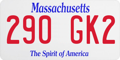MA license plate 290GK2
