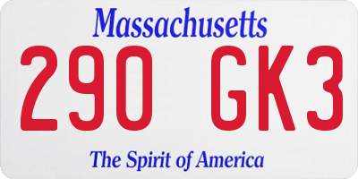 MA license plate 290GK3