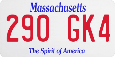 MA license plate 290GK4