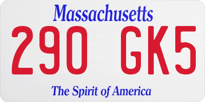 MA license plate 290GK5