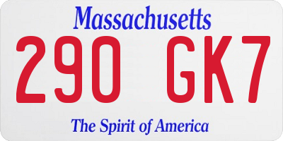 MA license plate 290GK7