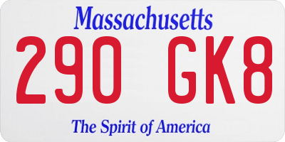 MA license plate 290GK8