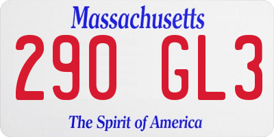 MA license plate 290GL3
