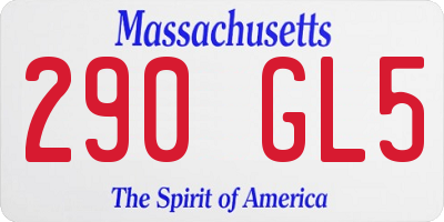 MA license plate 290GL5
