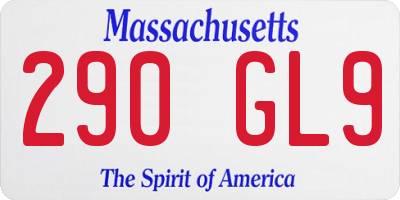 MA license plate 290GL9