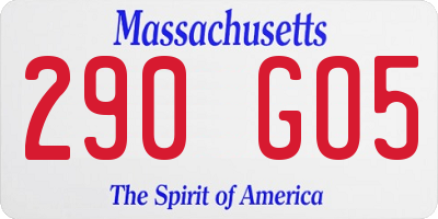 MA license plate 290GO5