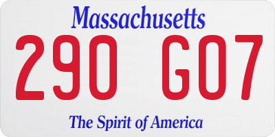 MA license plate 290GO7