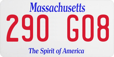 MA license plate 290GO8