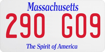 MA license plate 290GO9