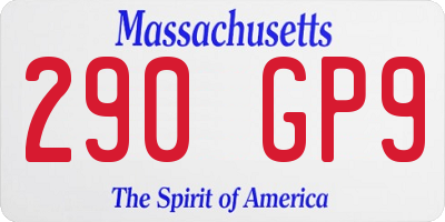MA license plate 290GP9