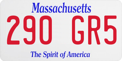 MA license plate 290GR5