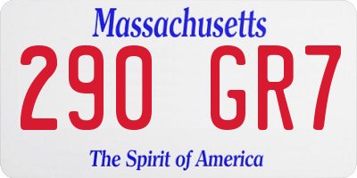 MA license plate 290GR7